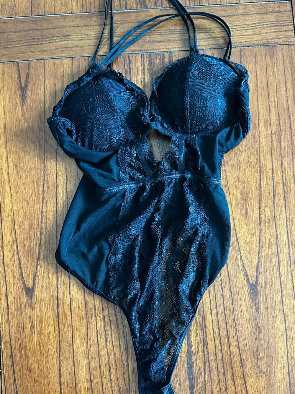 Black Lace-Trim Chemise Bodysuit - Women's Intimates